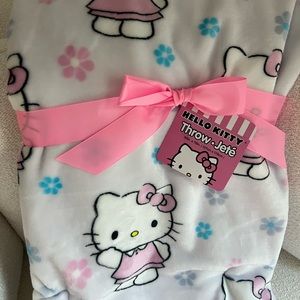 Hello Kitty Spring Flowers Plush Throw Blanket